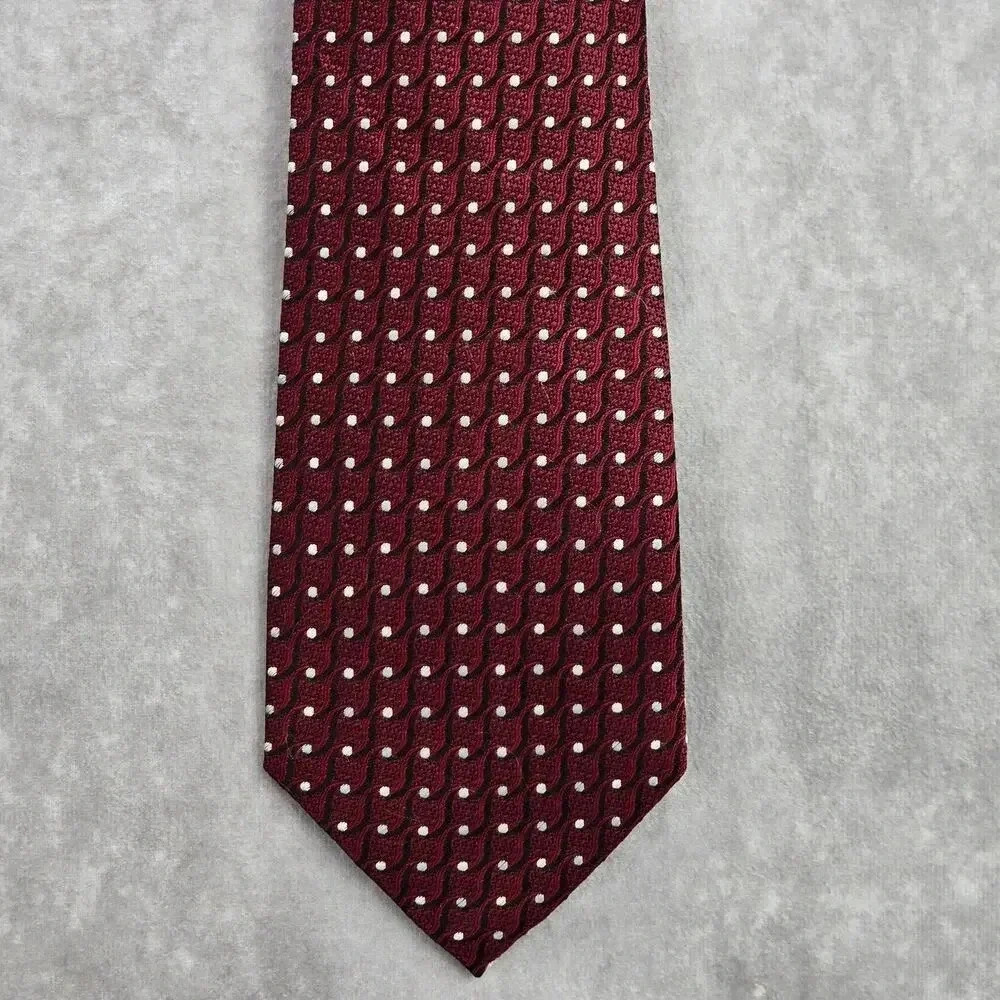 Burma Bibas Red Black White Geometric Polka Dot Silk Men's Neck Tie NWOT